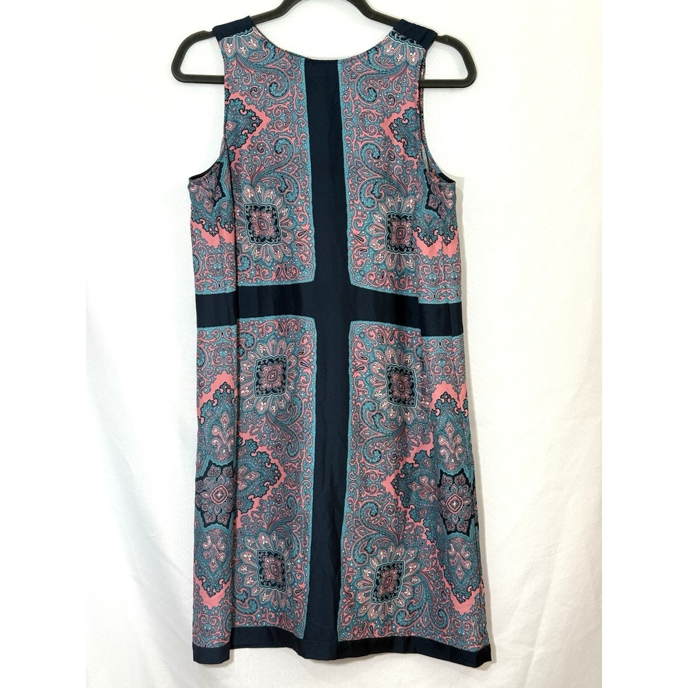 LOFT Paisley Shift Dress Sleeveless Knee‎ Length Pink Teal Navy Blue Womens M